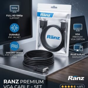 RANZ VGA Cable 1.5 Mtr Black