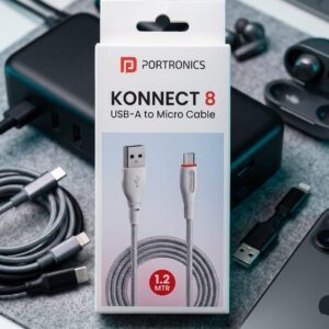 PORTRONICS KONNECT B 3.0A Fast Charging Micro USB Cable-1m Length (white)