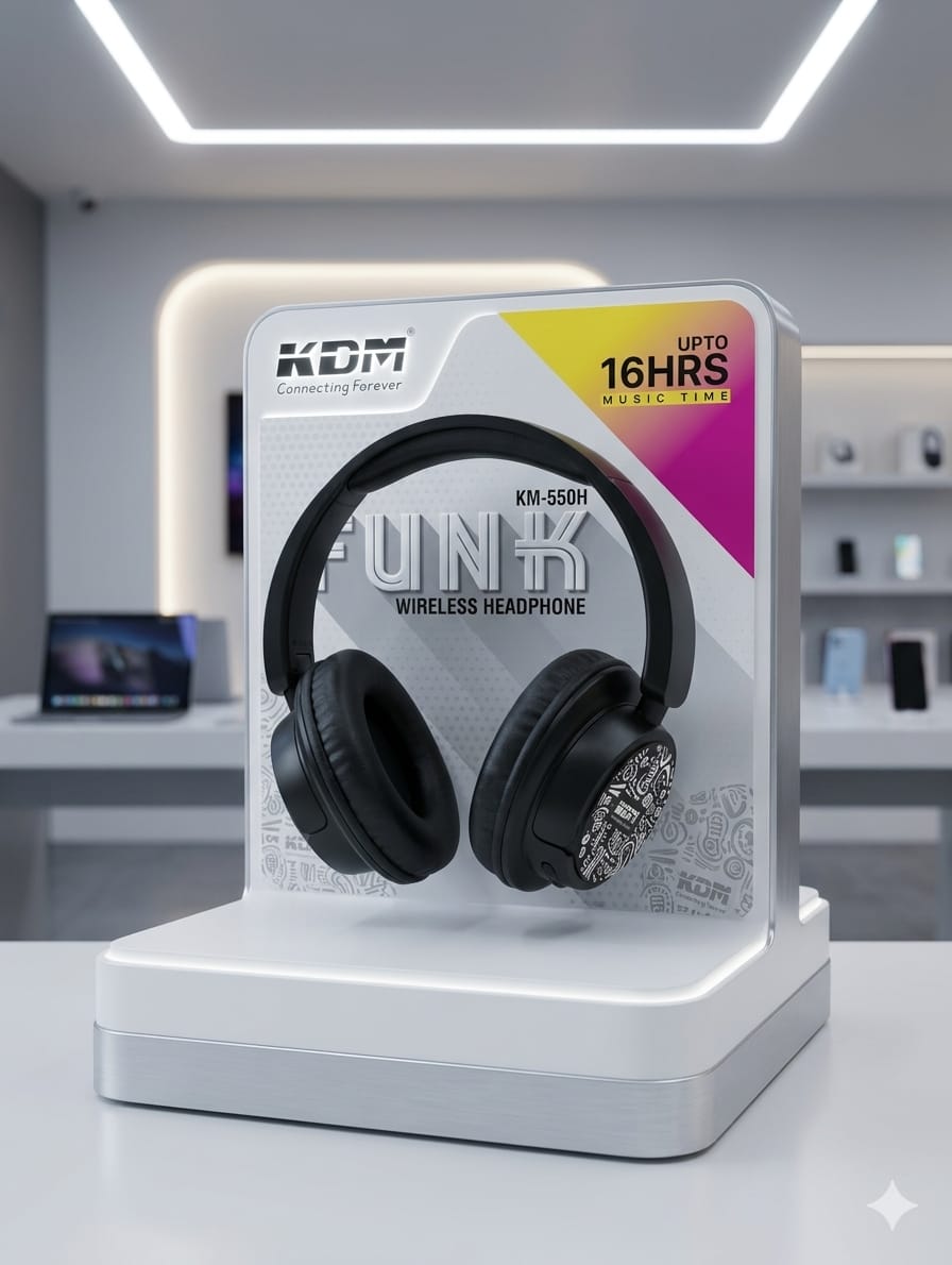 KDM Bluetooth Wireless Headphone 16hrs Music Time