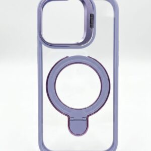 IPHONE 17, LUXURY Magnetic Clear Case With Foldable Metal Ring Stand & Camera Lens Protection Bumper
