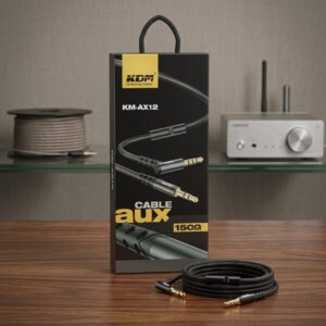 KDM KM-AX12 3.5mm Premium Braided Male-To-Male Stereo AUX Audio Cable