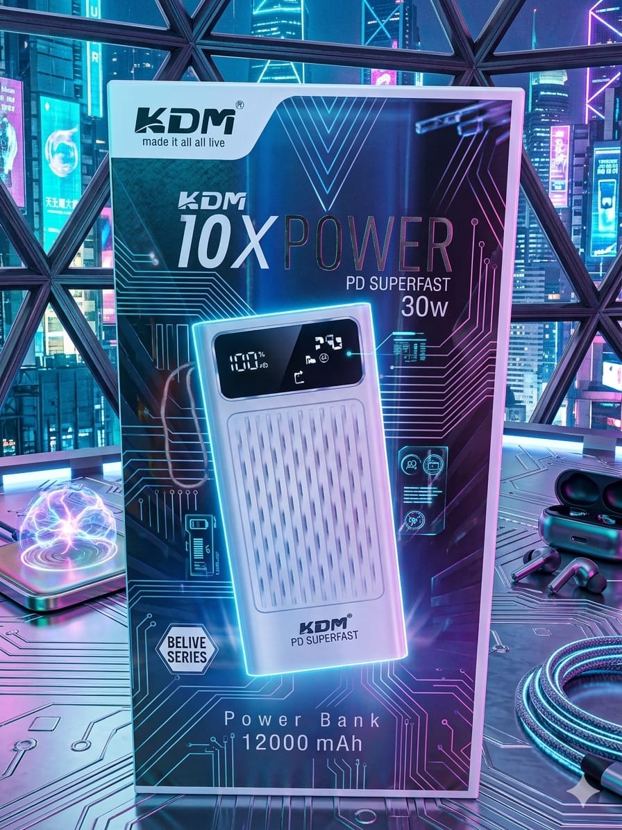 KDM 10X Power PD Super-Fast 30W Power Bank 12000mAh