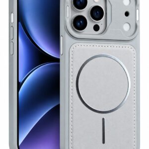 Luxury Premium Leather Finish Mobile Phone Case For iPhone 13 Pro, Grey