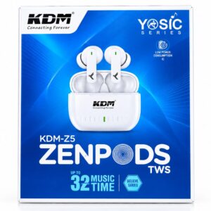 KDM Z5 ZENPODS TWS Wireless Earbuds Bluetooth 5.4, 32H Playtime, Voice Assistant, Black