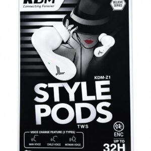 KDM Z1 STYLE PODS Pro-ENC Wireless TWS Earbuds With Voice Changer & 32H Music Playback, White