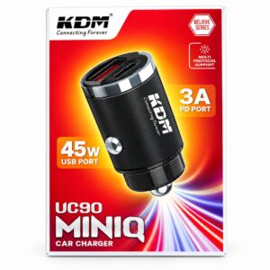 KDM UC90 MINI Car Charger-45W USB + 3A PD Fast Car Charger
